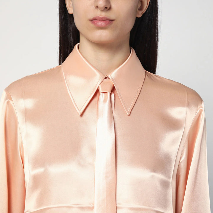 Jil Sander - Shirt with pink tie in shiny viscose blend
