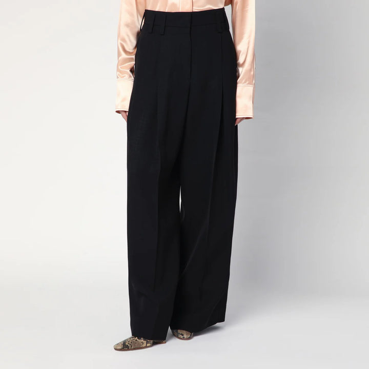 Jil Sander - Wide black pants in silk blend