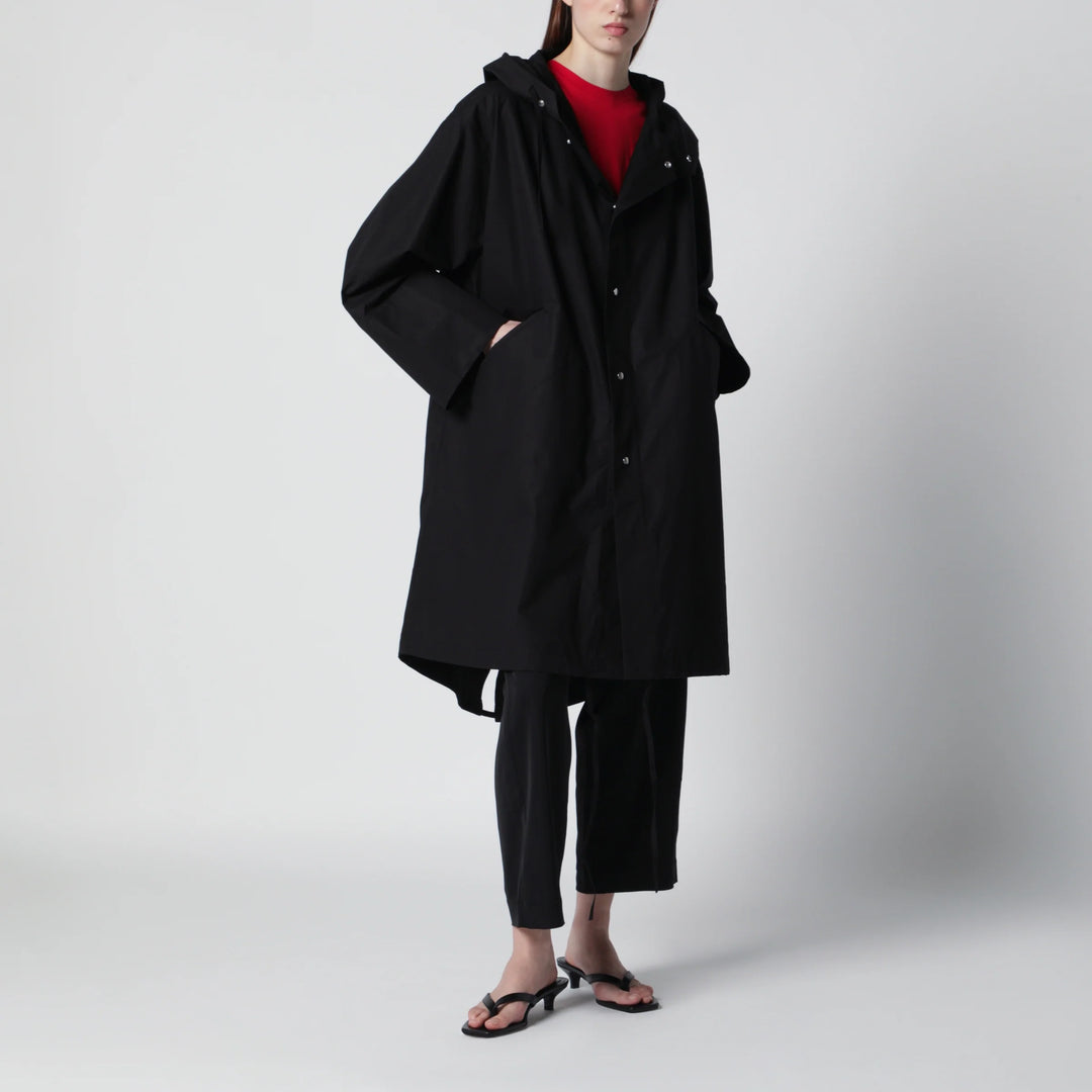 Jil Sander - Mid-length hooded parka in waterproof cotton, black