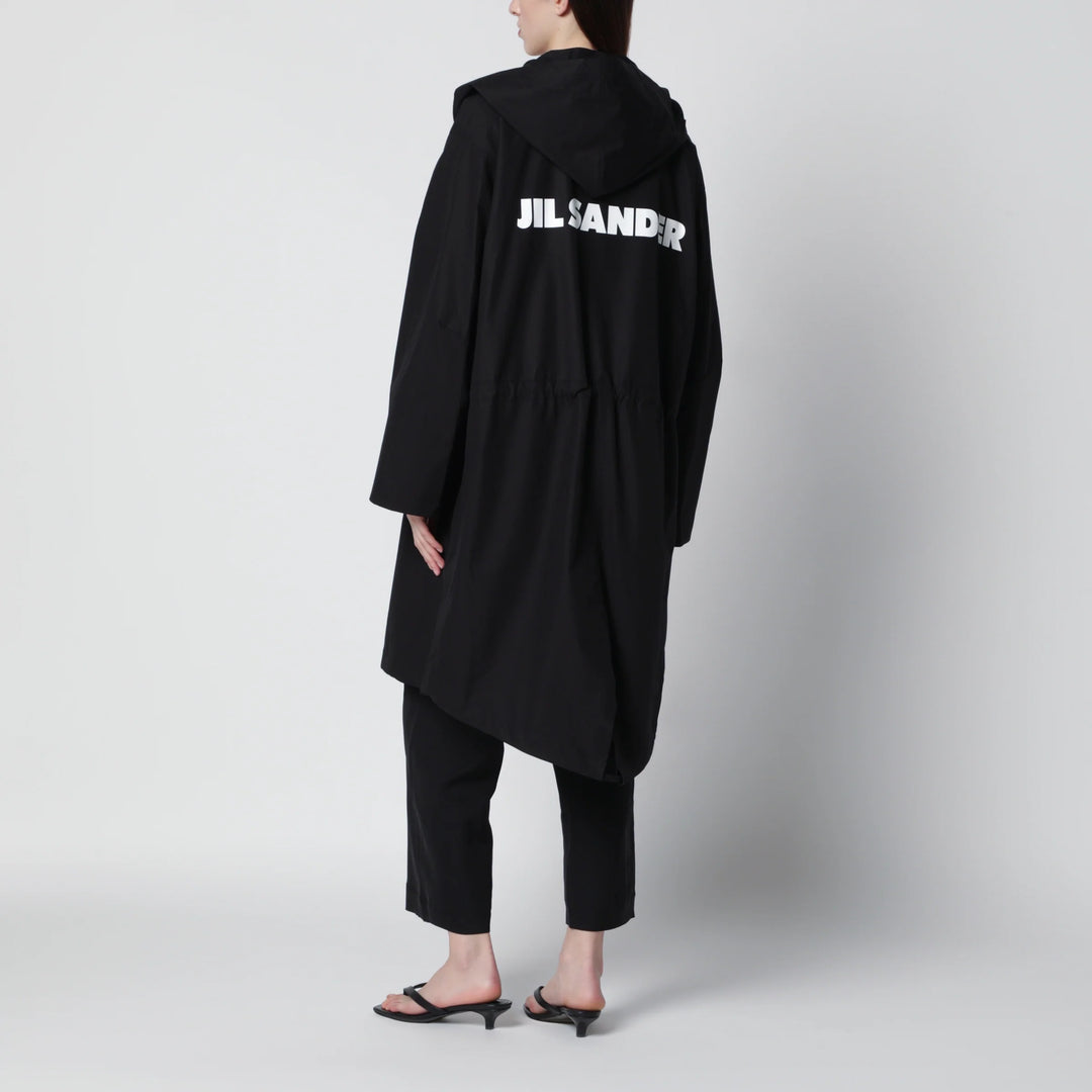 Jil Sander - Mid-length hooded parka in waterproof cotton, black