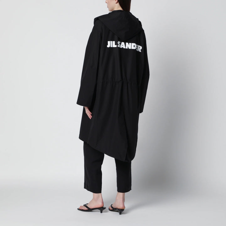 Jil Sander - Mid-length hooded parka in waterproof cotton, black