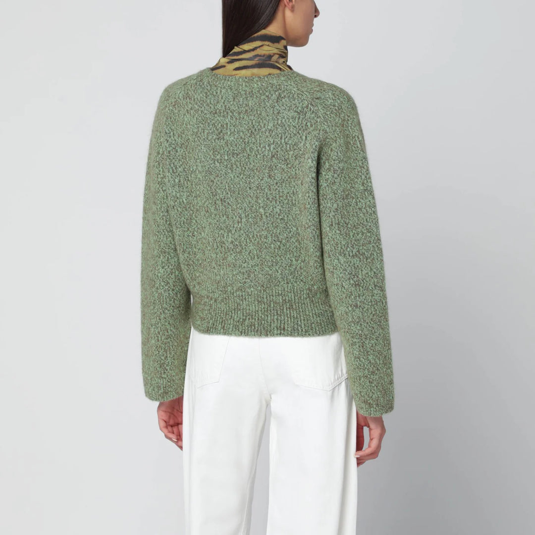 GANNI - Green wool-blend textured sweater