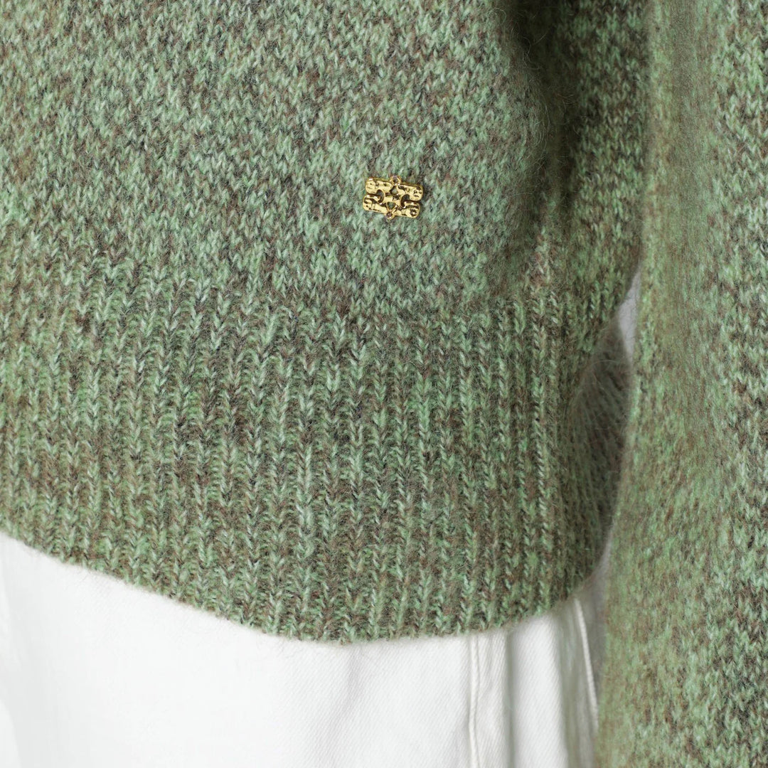 GANNI - Green wool-blend textured sweater