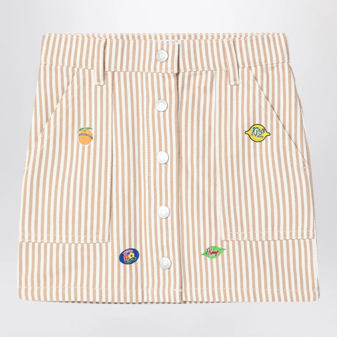 KENZO - White/sand striped mini skirt