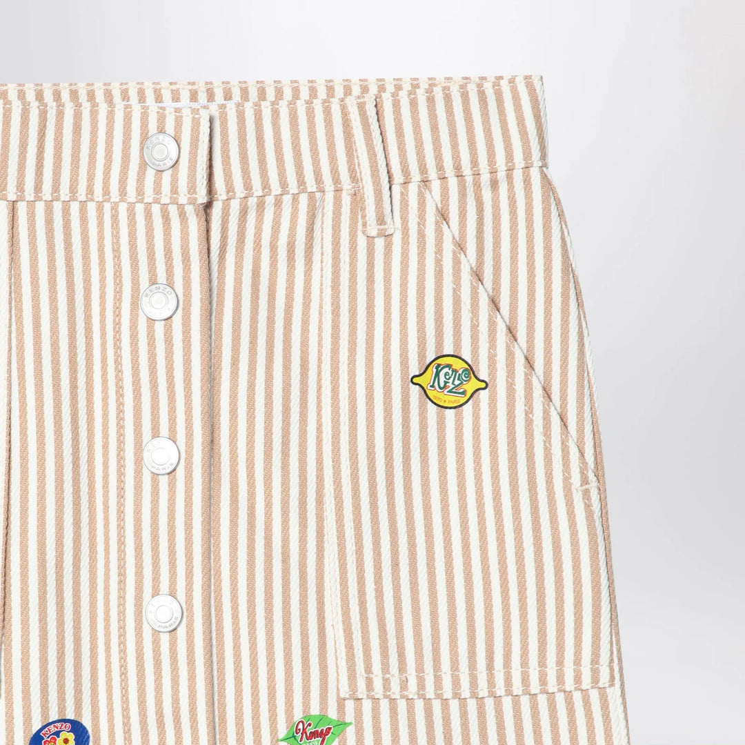 KENZO - White/sand striped mini skirt