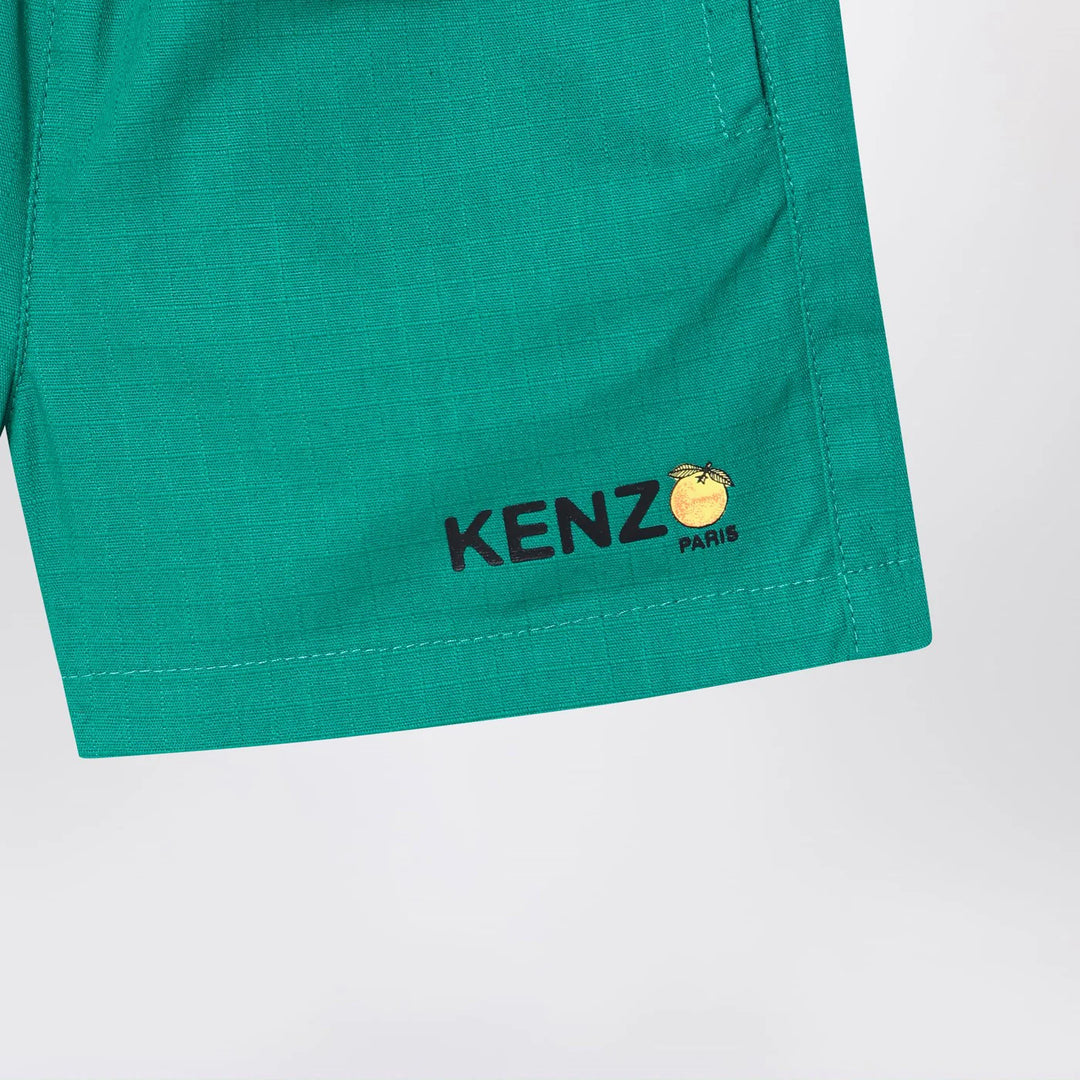 KENZO - Green cotton Shorts with logo