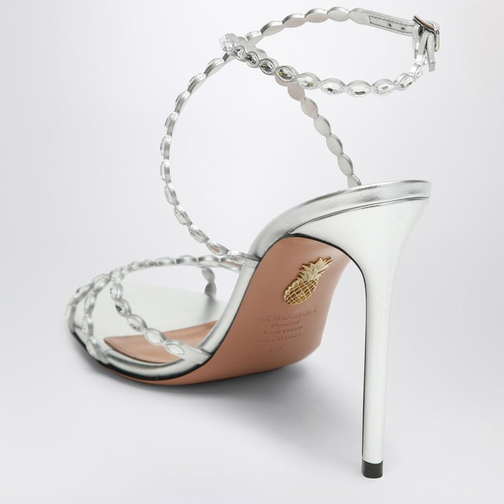 Aquazzura Love Struck silver sandals with crystals