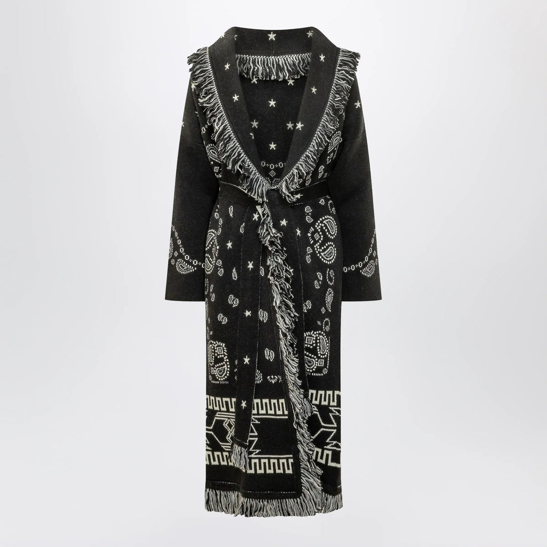 Alanui - Black long Bandana jacquard cardigan