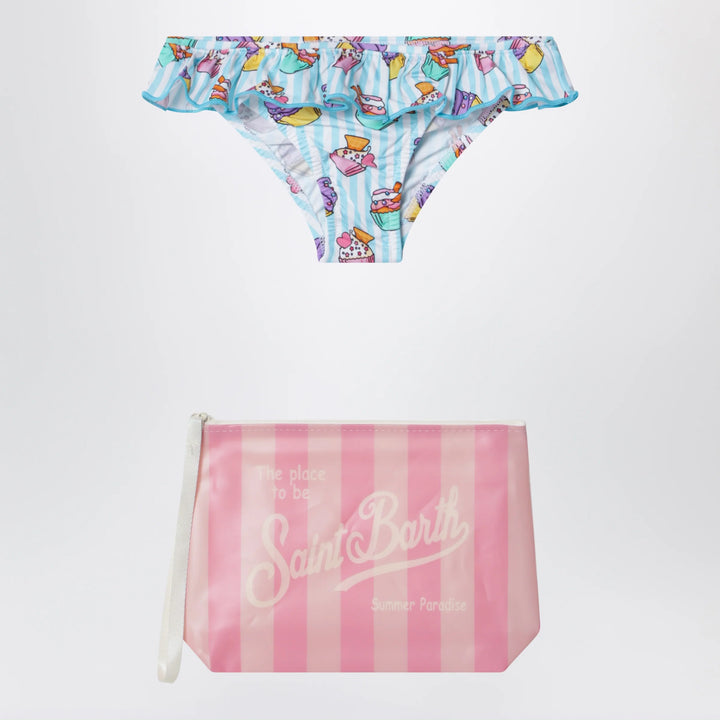 MC2 Saint Barth - Light blue striped swim briefs with pouch