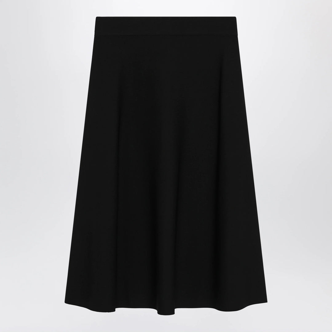 Max Mara - Flared midi skirt in viscose crêpe yarn, black
