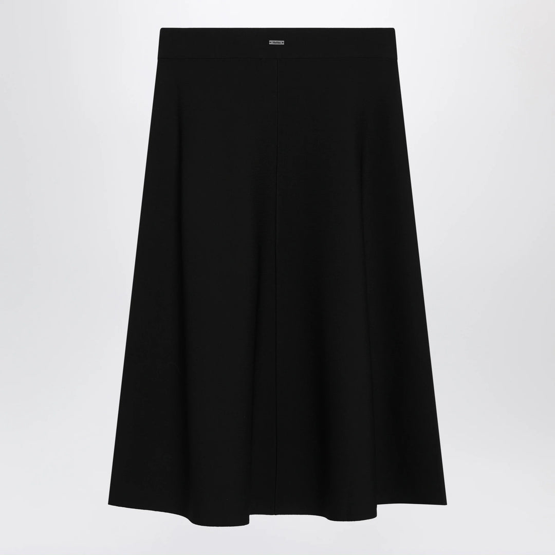 Max Mara - Flared midi skirt in viscose crêpe yarn, black