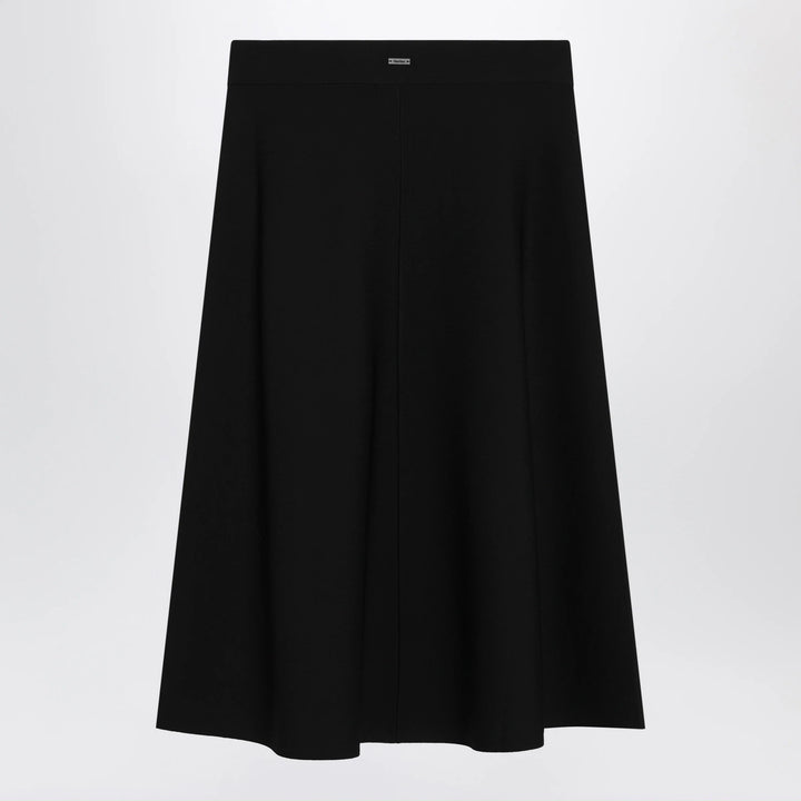 Max Mara - Flared midi skirt in viscose crêpe yarn, black