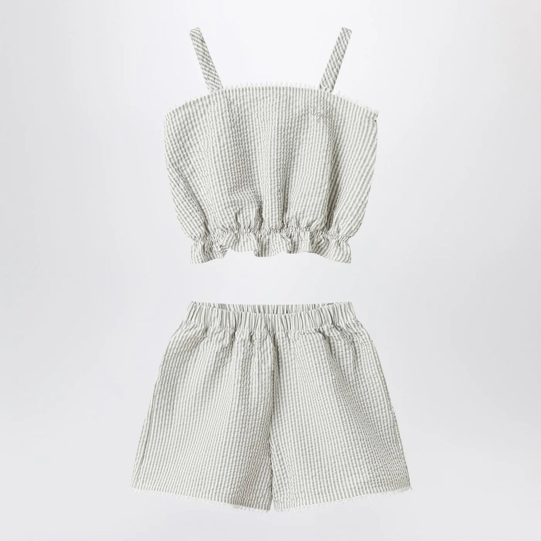 Il Gufo - Granite-coloured set in striped seersucker