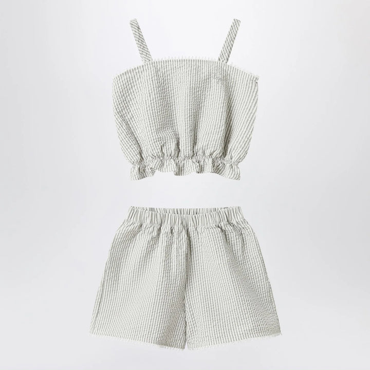Il Gufo - Granite-coloured set in striped seersucker