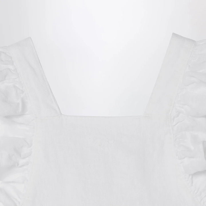 Il Gufo - White linen overall with ruffles