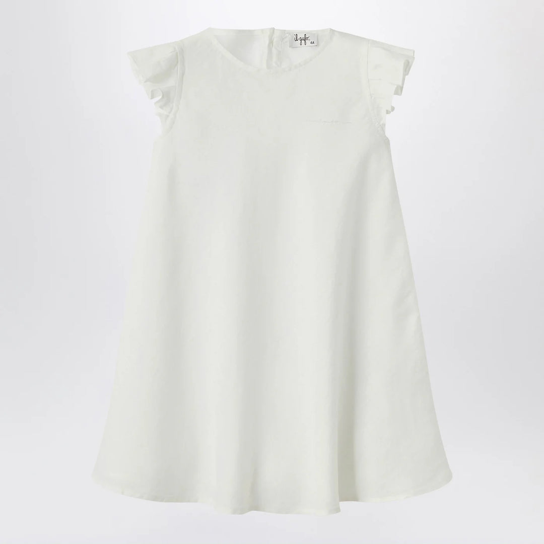 Il Gufo - White linen dress with ruffles