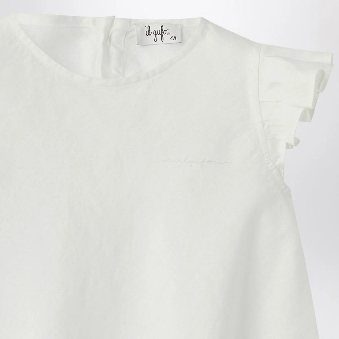 Il Gufo - White linen dress with ruffles