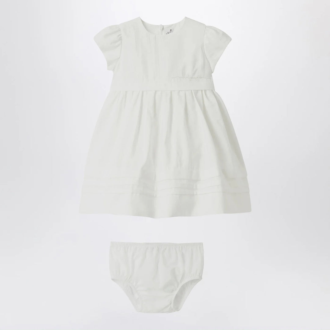 Il Gufo - White dress with culotte in viscose poplin