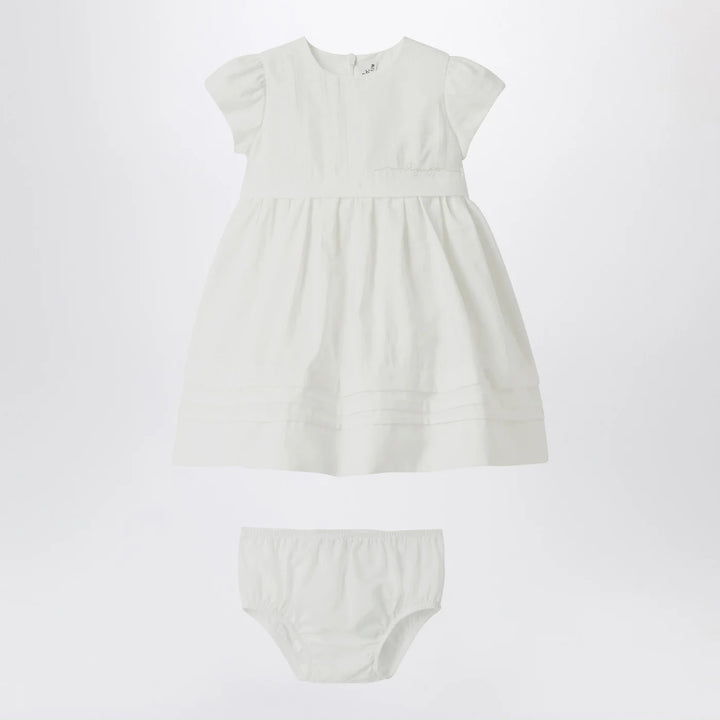 Il Gufo - White dress with culotte in viscose poplin