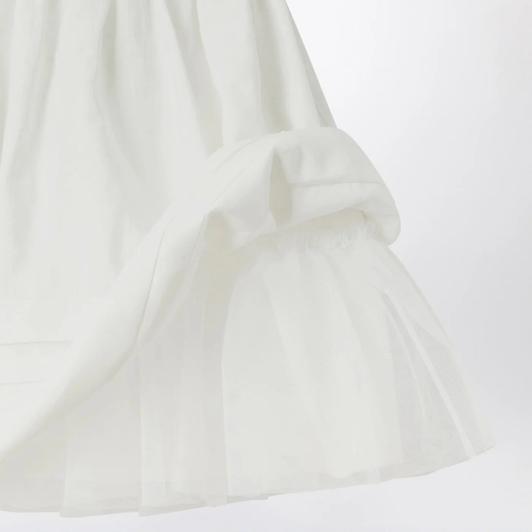 Il Gufo - White dress with culotte in viscose poplin