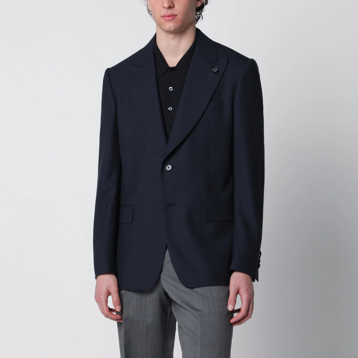 Lardini - Single-Breasted Blue Wool Jacket