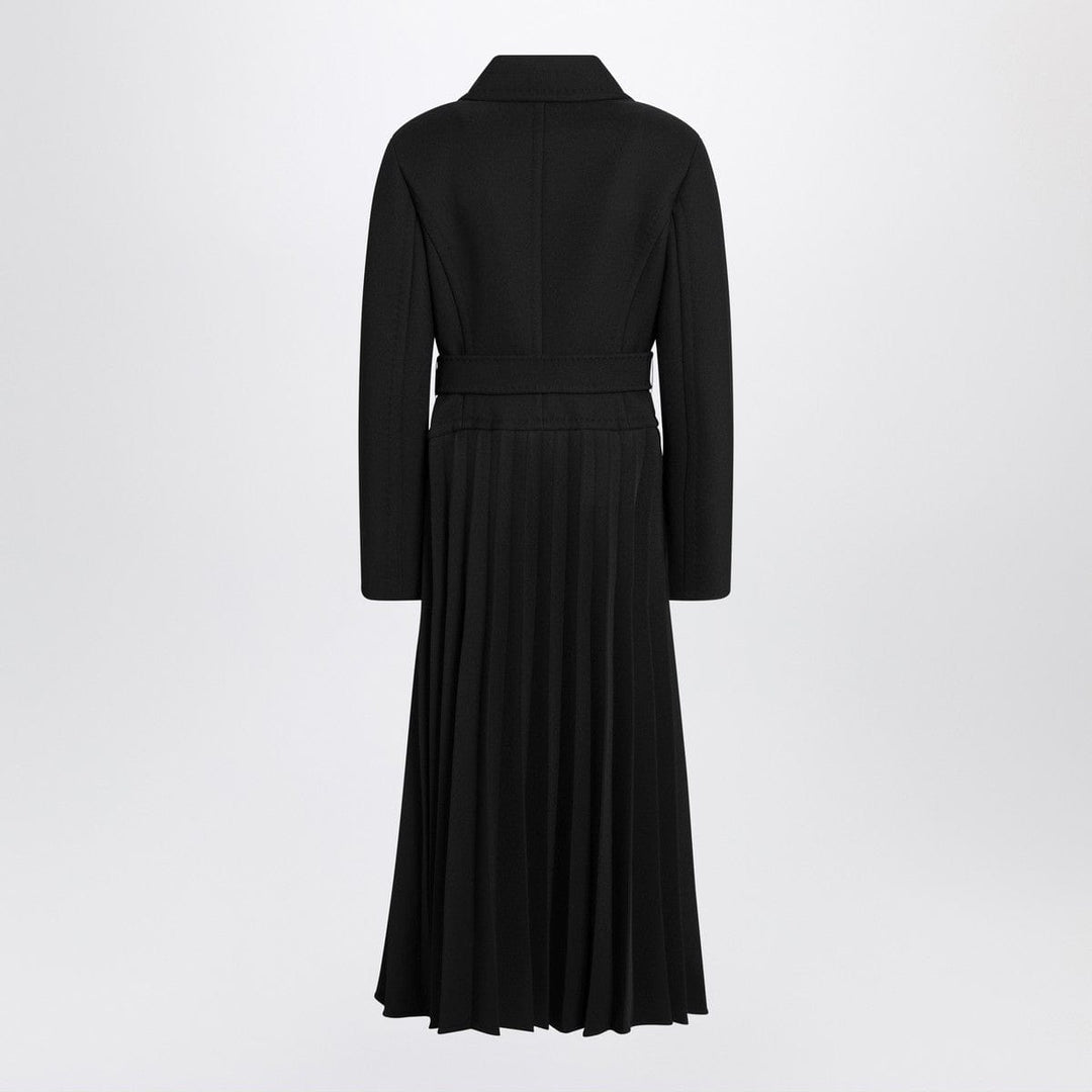 Max Mara Atelier Black pleated redingote coat in technical fabric