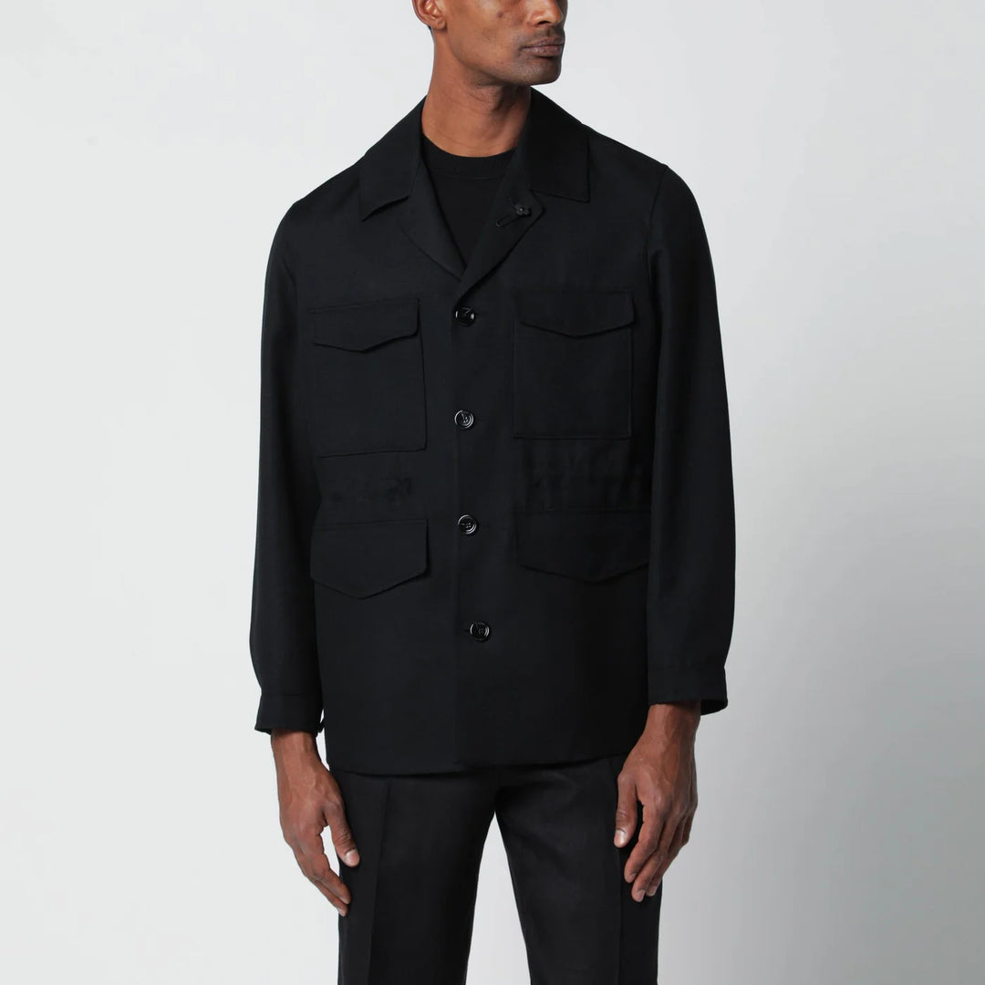 Lardini - Black viscose and silk-blend jacket
