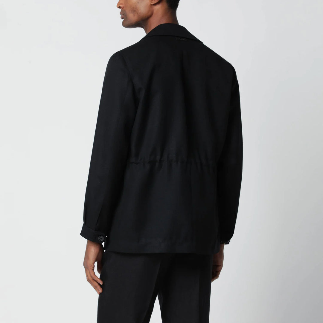 Lardini - Black viscose and silk-blend jacket
