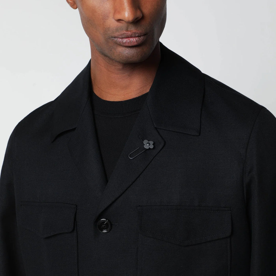 Lardini - Black viscose and silk-blend jacket