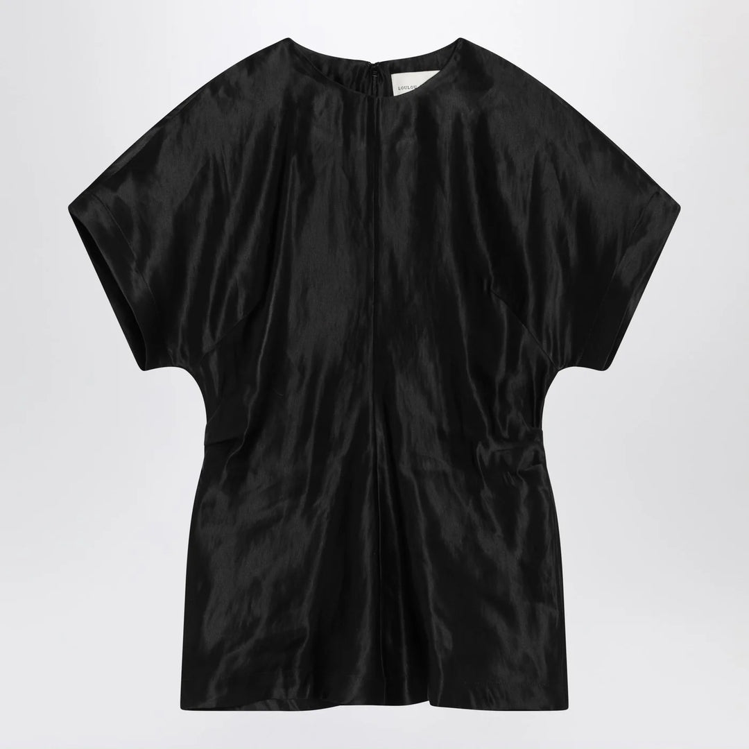LouLou De Saison - Black T-shirt in linen and silk
