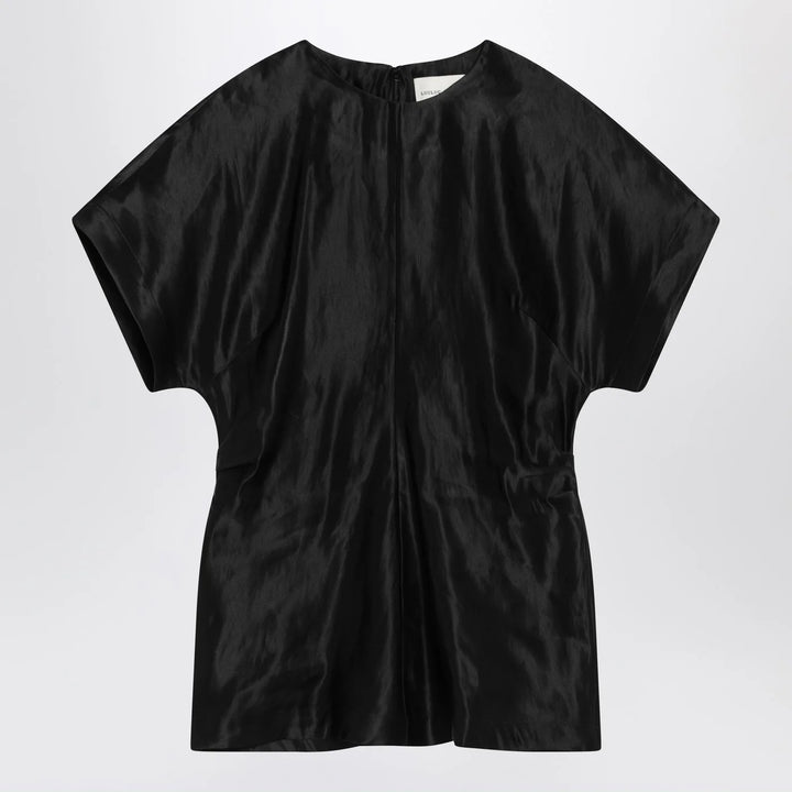 LouLou De Saison - Black T-shirt in linen and silk