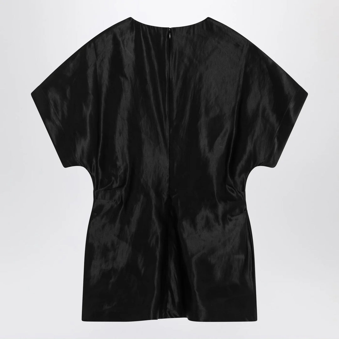 LouLou De Saison - Black T-shirt in linen and silk