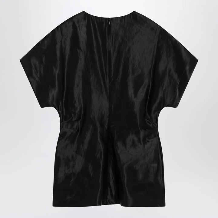 LouLou De Saison - Black T-shirt in linen and silk