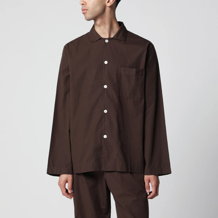 Tekla - Brown cotton pajama shirt