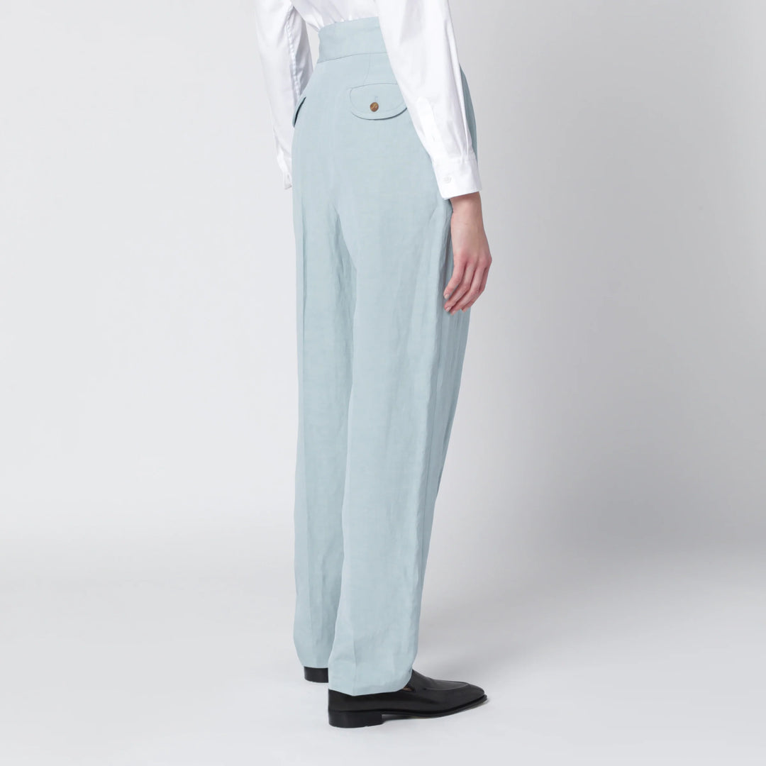 Blazé Milano - Tomo light blue trousers in silk and linen