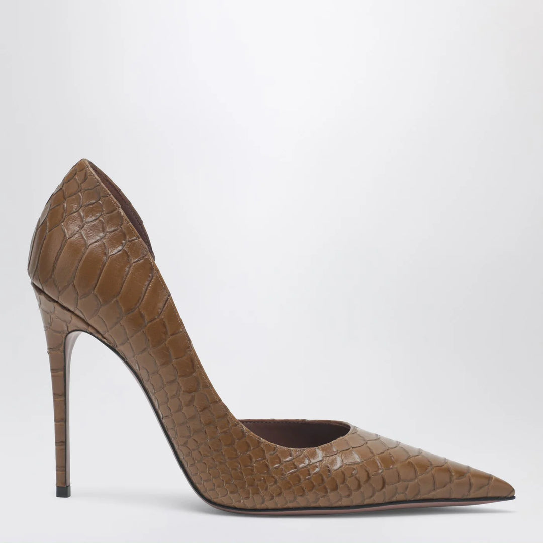 Paris Texas - Vera 105 coffee-colored leather pumps with python-effect