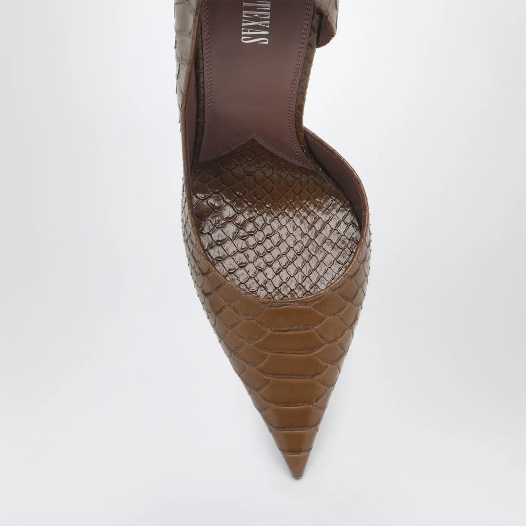 Paris Texas - Vera 105 coffee-colored leather pumps with python-effect
