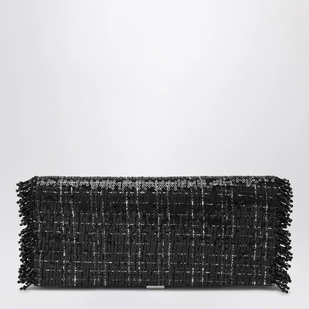 ROGER VIVIER - Black Pilgrim clutch bag with micro sequins