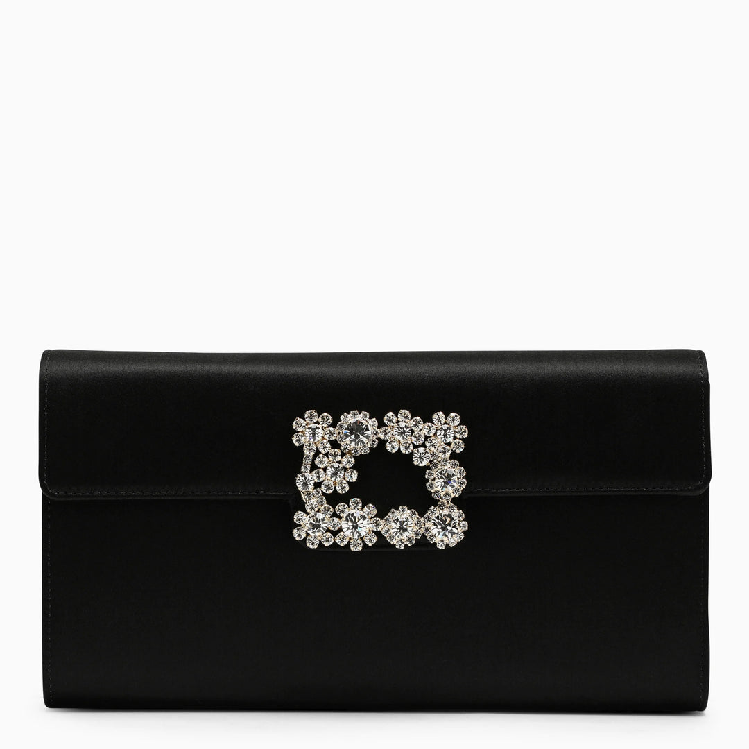 ROGER VIVIER - Black satin clutch bag with buckle