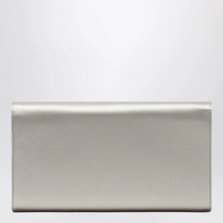 ROGER VIVIER - Pearl grey satin clutch bag with buckle
