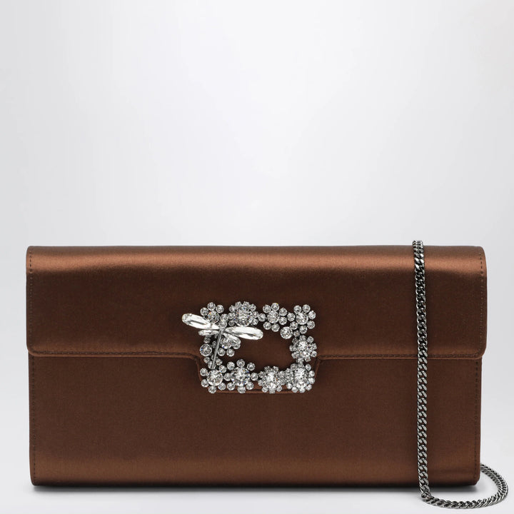 ROGER VIVIER - Efflorescence Clutch in satin Cacao