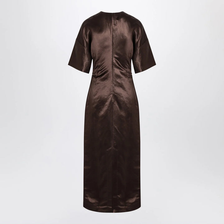 LouLou De Saison - Long brown dress in linen and silk