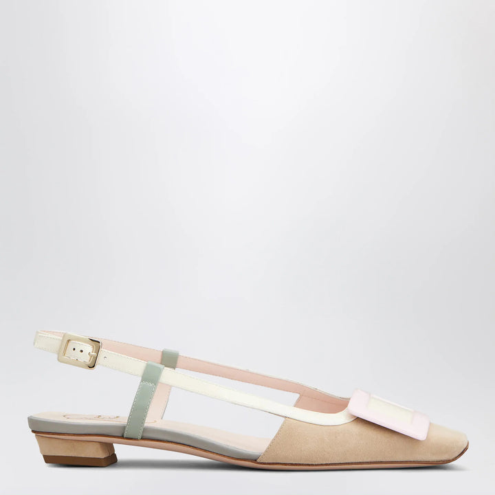 ROGER VIVIER - Belle Vivier slingback ballet flats in beige/cream/purple suede