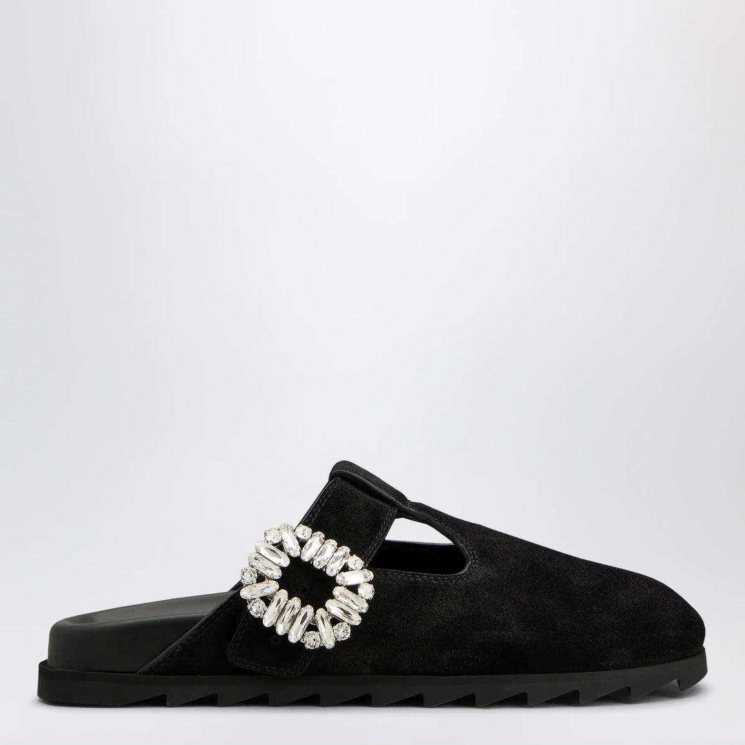 ROGER VIVIER - Black suede Mule Slidy Viv&