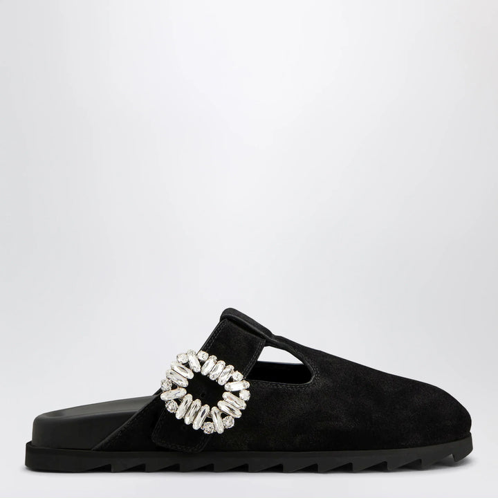 ROGER VIVIER - Black suede Mule Slidy Viv&