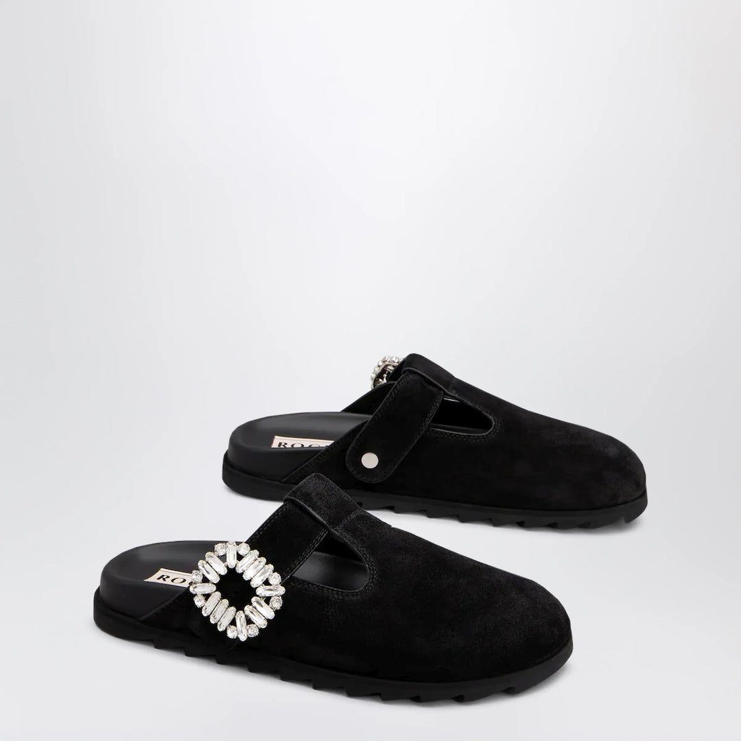 ROGER VIVIER - Black suede Mule Slidy Viv&