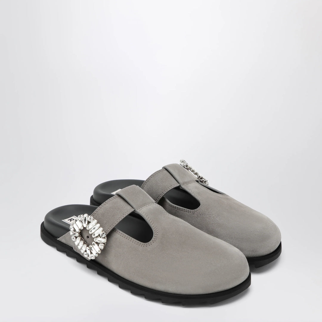 ROGER VIVIER - Slidy Viv Mules in suede clay-coloured