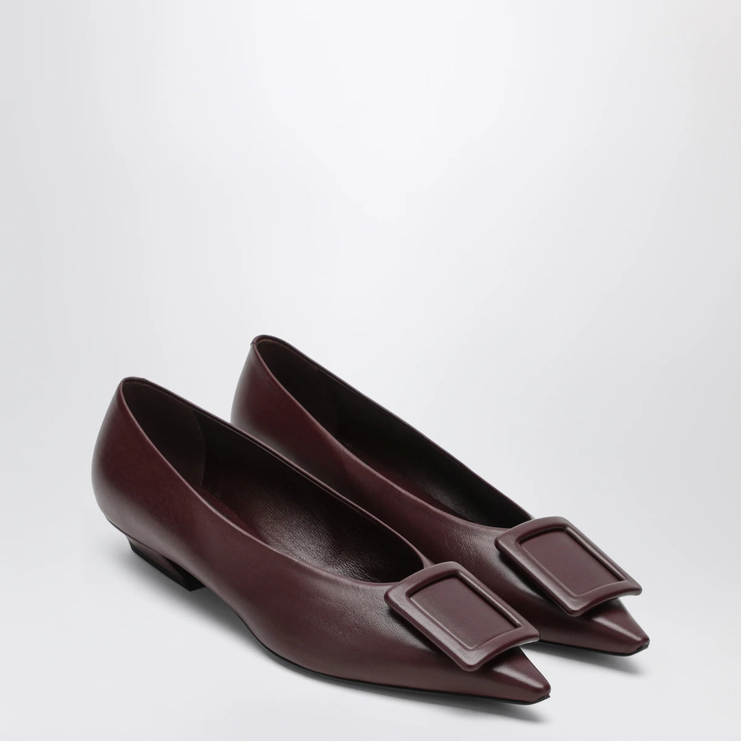 ROGER VIVIER - Gommettine ballerina in mosto-coloured leather