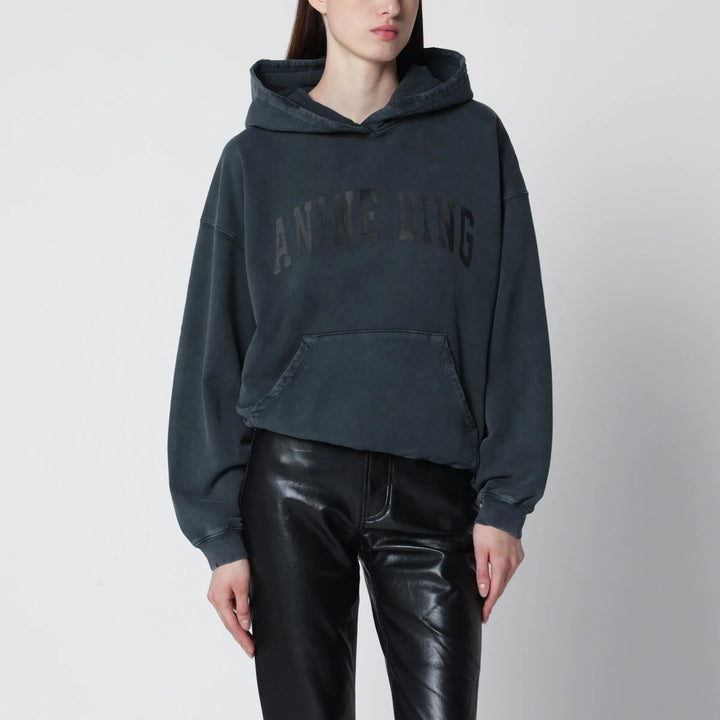 ANINE BING - Black washed hoodie with distressing