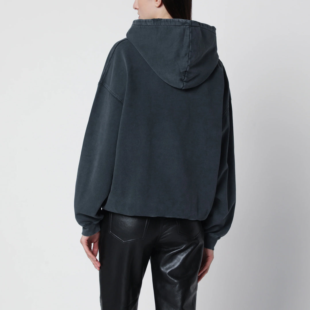 ANINE BING - Black washed hoodie with distressing